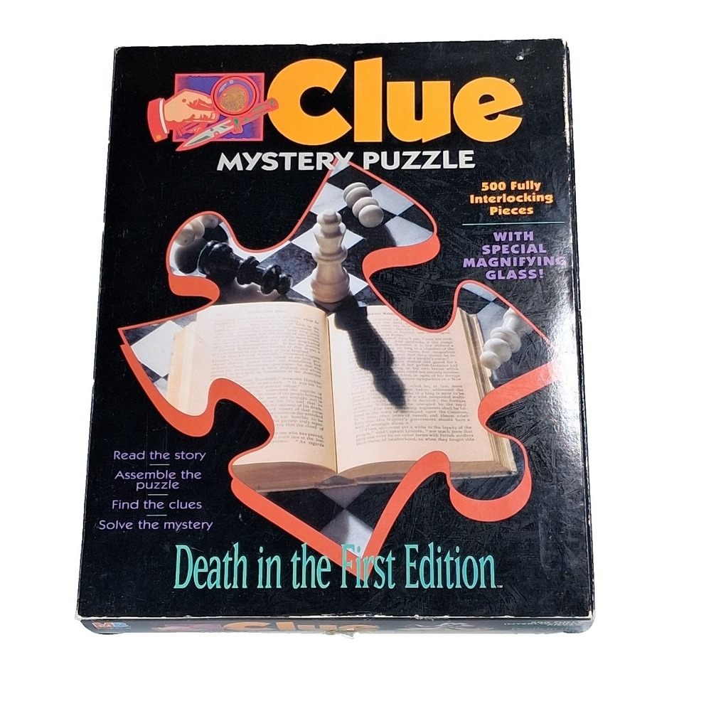Vintage 1992 Clue Jigsaw Mystery Puzzle Death in the First Edition 500 Pieces